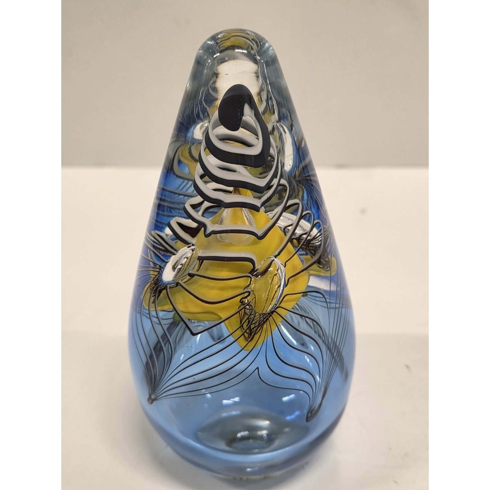 Large‎ 7" Tall Vintage Adam Jablonski Art Glass Teardrop Paperweight Sculpture